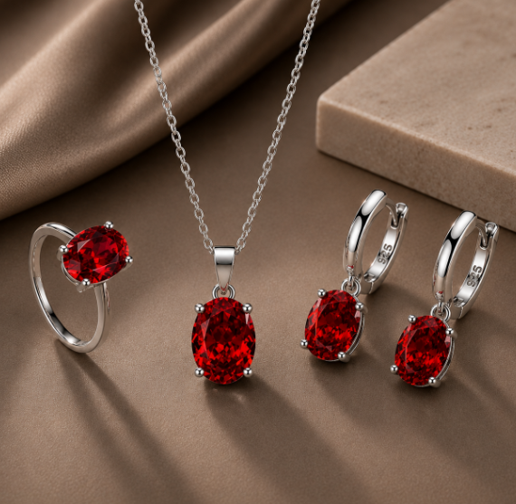 Set Luce Eterna 925– Collana, Anello e Orecchini