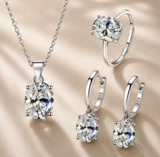 Set Luce Eterna 925– Collana, Anello e Orecchini