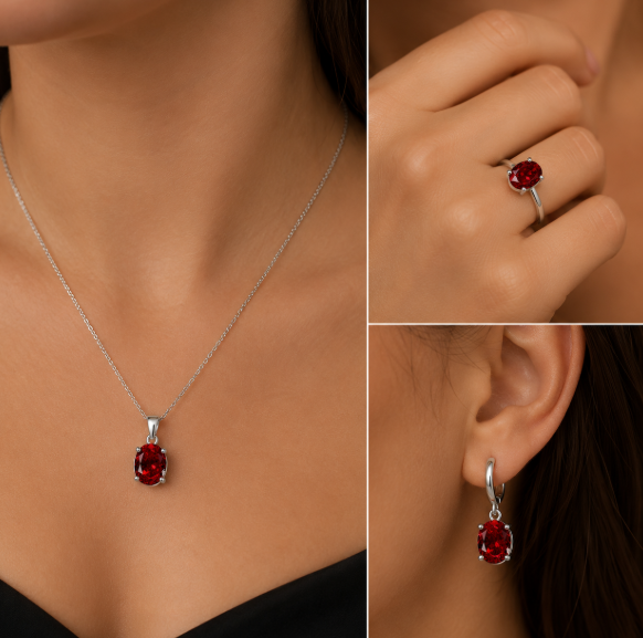 Set Luce Eterna 925– Collana, Anello e Orecchini